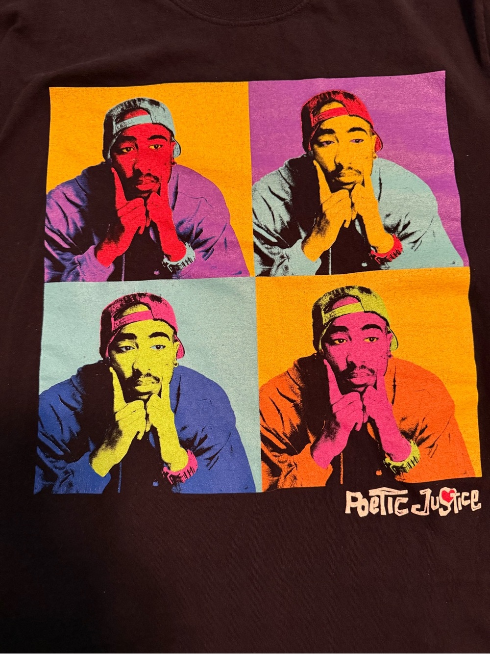 Vintage 2Pac Poetic Justice Graphic T-shirt Pop Art Panels